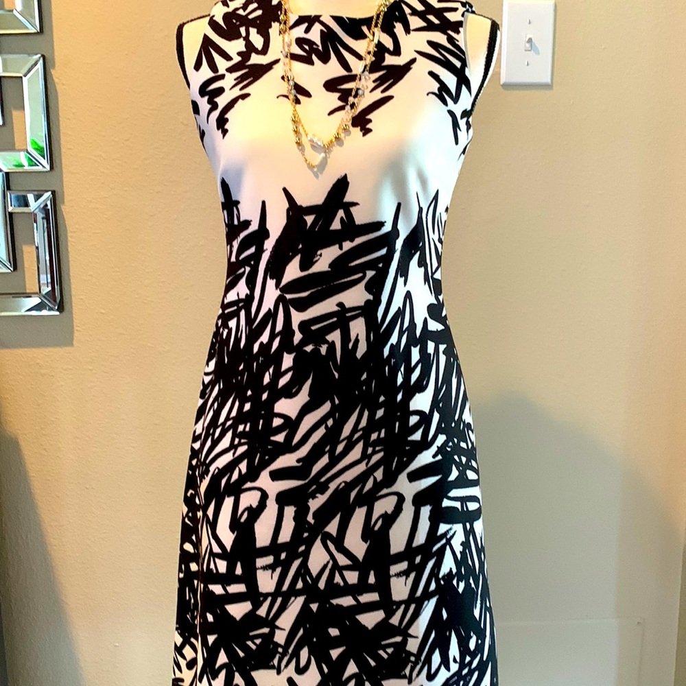 Black n white graphic design A-line dress